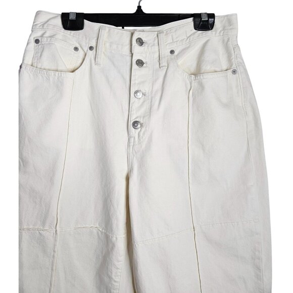 Madewell Womens Baggy Straight Jeans High Waist Size 30 Off-White Button Fly - Picture 3 of 11